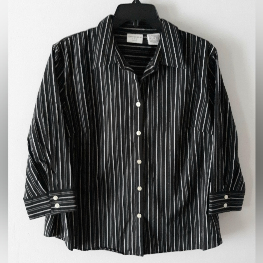 Black and White Striped Women's Top